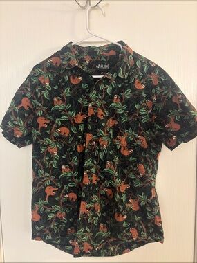 XXX RUDE  sloth print button-up